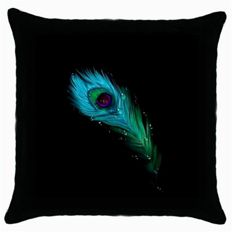 Shree Krishna, Feather, Lord, Rainbows Throw Pillow Case (Black) from ArtsNow.com Front