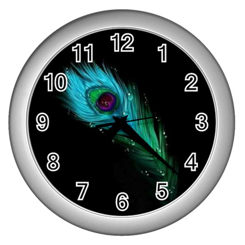 Shree Krishna, Feather, Lord, Rainbows Wall Clock (Silver) from ArtsNow.com Front