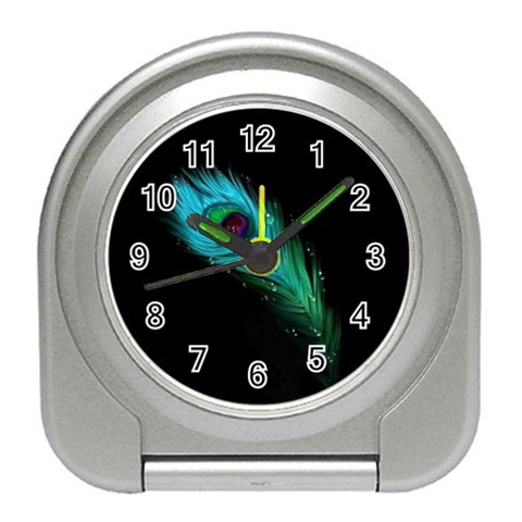 Shree Krishna, Feather, Lord, Rainbows Travel Alarm Clock from ArtsNow.com Front