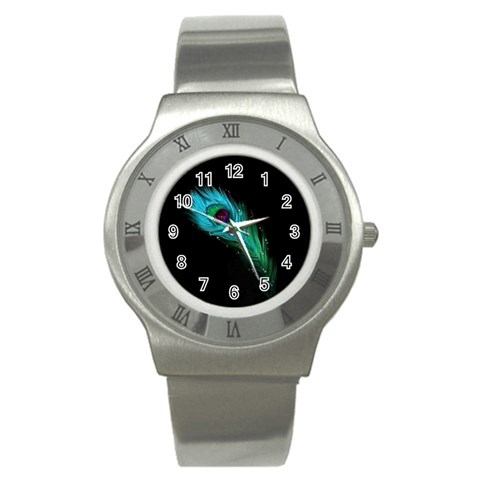 Shree Krishna, Feather, Lord, Rainbows Stainless Steel Watch from ArtsNow.com Front