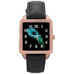 Shree Krishna, Feather, Lord, Rainbows Rose Gold Leather Watch 