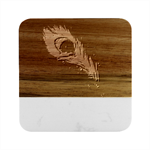 Shree Krishna, Feather, Lord, Rainbows Marble Wood Coaster (Square)