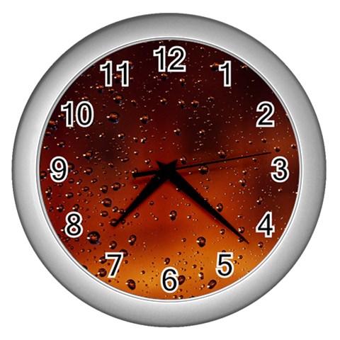 Water Drops, Lui, Amazing Wall Clock (Silver) from ArtsNow.com Front