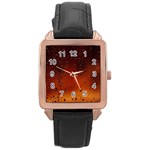 Water Drops, Lui, Amazing Rose Gold Leather Watch 