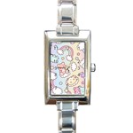 Usheen Carebears, Bears, Cat, Colorful, Cute, Pastel, Pattern Rectangle Italian Charm Watch