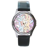 Usheen Carebears, Bears, Cat, Colorful, Cute, Pastel, Pattern Round Metal Watch