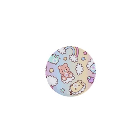 Usheen Carebears, Bears, Cat, Colorful, Cute, Pastel, Pattern 1  Mini Buttons from ArtsNow.com Front