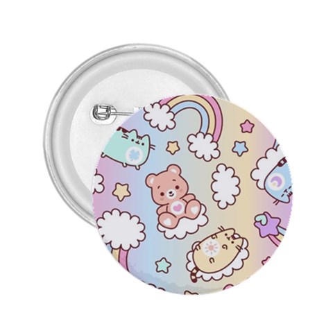 Usheen Carebears, Bears, Cat, Colorful, Cute, Pastel, Pattern 2.25  Buttons from ArtsNow.com Front