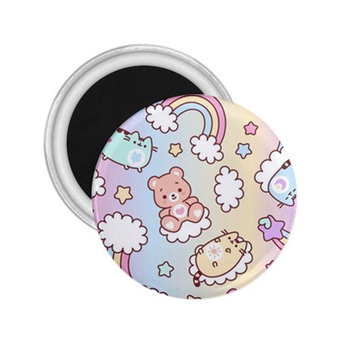 Usheen Carebears, Bears, Cat, Colorful, Cute, Pastel, Pattern 2.25  Magnets from ArtsNow.com Front