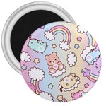 Usheen Carebears, Bears, Cat, Colorful, Cute, Pastel, Pattern 3  Magnets