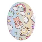 Usheen Carebears, Bears, Cat, Colorful, Cute, Pastel, Pattern Ornament (Oval)