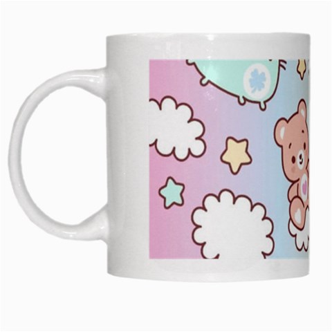 Usheen Carebears, Bears, Cat, Colorful, Cute, Pastel, Pattern White Mug from ArtsNow.com Left