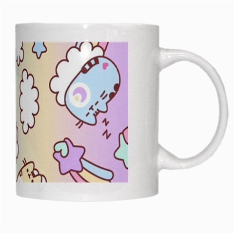 Usheen Carebears, Bears, Cat, Colorful, Cute, Pastel, Pattern White Mug from ArtsNow.com Right