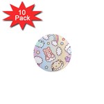 Usheen Carebears, Bears, Cat, Colorful, Cute, Pastel, Pattern 1  Mini Magnet (10 pack) 