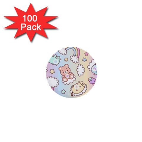 Usheen Carebears, Bears, Cat, Colorful, Cute, Pastel, Pattern 1  Mini Buttons (100 pack)  from ArtsNow.com Front