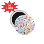 Usheen Carebears, Bears, Cat, Colorful, Cute, Pastel, Pattern 1.75  Magnets (10 pack) 