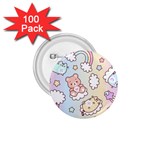 Usheen Carebears, Bears, Cat, Colorful, Cute, Pastel, Pattern 1.75  Buttons (100 pack) 