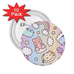 Usheen Carebears, Bears, Cat, Colorful, Cute, Pastel, Pattern 2.25  Buttons (10 pack) 