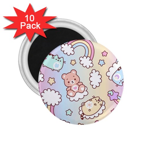 Usheen Carebears, Bears, Cat, Colorful, Cute, Pastel, Pattern 2.25  Magnets (10 pack)  from ArtsNow.com Front