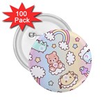 Usheen Carebears, Bears, Cat, Colorful, Cute, Pastel, Pattern 2.25  Buttons (100 pack) 