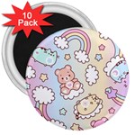 Usheen Carebears, Bears, Cat, Colorful, Cute, Pastel, Pattern 3  Magnets (10 pack) 