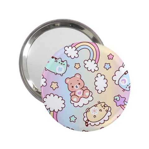 Usheen Carebears, Bears, Cat, Colorful, Cute, Pastel, Pattern 2.25  Handbag Mirrors from ArtsNow.com Front