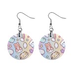 Usheen Carebears, Bears, Cat, Colorful, Cute, Pastel, Pattern Mini Button Earrings