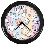 Usheen Carebears, Bears, Cat, Colorful, Cute, Pastel, Pattern Wall Clock (Black)