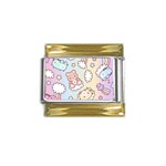 Usheen Carebears, Bears, Cat, Colorful, Cute, Pastel, Pattern Gold Trim Italian Charm (9mm)