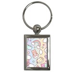 Usheen Carebears, Bears, Cat, Colorful, Cute, Pastel, Pattern Key Chain (Rectangle)