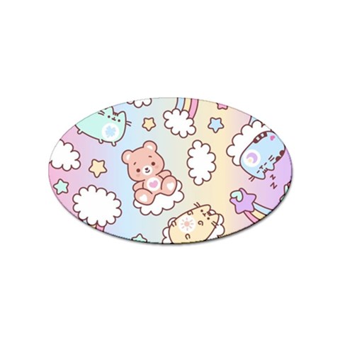 Usheen Carebears, Bears, Cat, Colorful, Cute, Pastel, Pattern Sticker (Oval) from ArtsNow.com Front