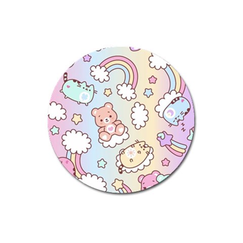 Usheen Carebears, Bears, Cat, Colorful, Cute, Pastel, Pattern Magnet 3  (Round) from ArtsNow.com Front