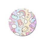 Usheen Carebears, Bears, Cat, Colorful, Cute, Pastel, Pattern Magnet 3  (Round)