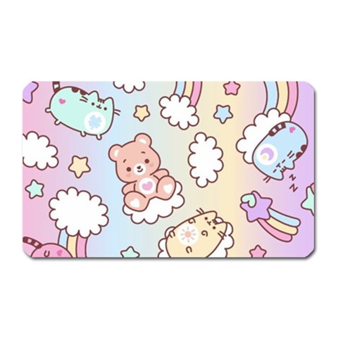 Usheen Carebears, Bears, Cat, Colorful, Cute, Pastel, Pattern Magnet (Rectangular) from ArtsNow.com Front