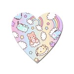 Usheen Carebears, Bears, Cat, Colorful, Cute, Pastel, Pattern Heart Magnet