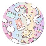 Usheen Carebears, Bears, Cat, Colorful, Cute, Pastel, Pattern Magnet 5  (Round)