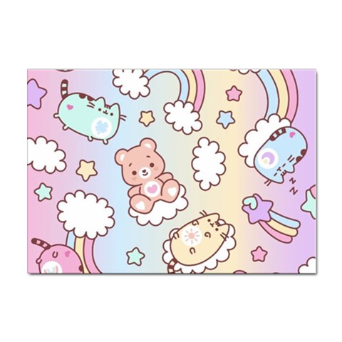 Usheen Carebears, Bears, Cat, Colorful, Cute, Pastel, Pattern Sticker A4 (10 pack) from ArtsNow.com Front