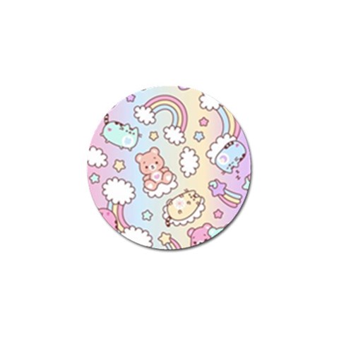 Usheen Carebears, Bears, Cat, Colorful, Cute, Pastel, Pattern Golf Ball Marker from ArtsNow.com Front