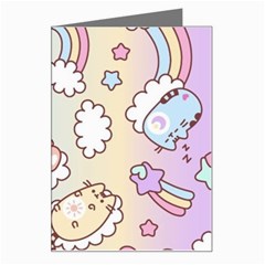 Usheen Carebears, Bears, Cat, Colorful, Cute, Pastel, Pattern Greeting Card from ArtsNow.com Left