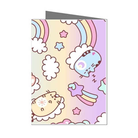 Usheen Carebears, Bears, Cat, Colorful, Cute, Pastel, Pattern Mini Greeting Cards (Pkg of 8) from ArtsNow.com Left