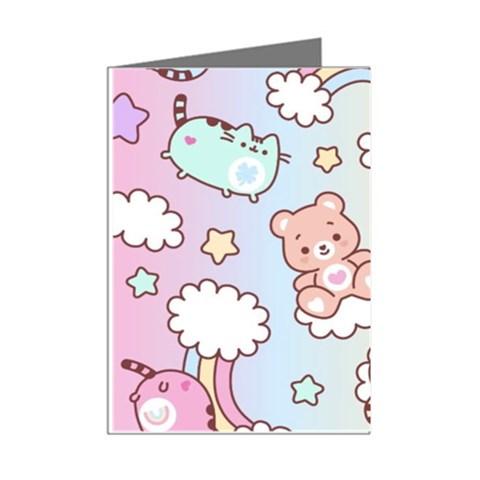 Usheen Carebears, Bears, Cat, Colorful, Cute, Pastel, Pattern Mini Greeting Cards (Pkg of 8) from ArtsNow.com Right