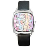 Usheen Carebears, Bears, Cat, Colorful, Cute, Pastel, Pattern Square Metal Watch