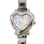 Usheen Carebears, Bears, Cat, Colorful, Cute, Pastel, Pattern Heart Italian Charm Watch