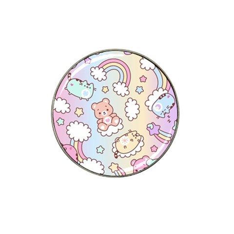 Usheen Carebears, Bears, Cat, Colorful, Cute, Pastel, Pattern Hat Clip Ball Marker from ArtsNow.com Front