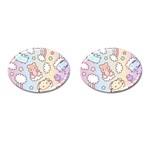 Usheen Carebears, Bears, Cat, Colorful, Cute, Pastel, Pattern Cufflinks (Oval)