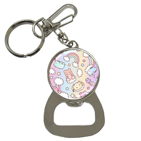 Usheen Carebears, Bears, Cat, Colorful, Cute, Pastel, Pattern Bottle Opener Key Chain from ArtsNow.com Front