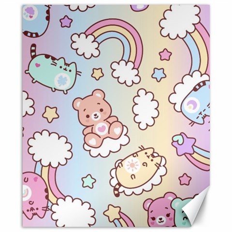 Usheen Carebears, Bears, Cat, Colorful, Cute, Pastel, Pattern Canvas 8  x 10  from ArtsNow.com 8.15 x9.66  Canvas - 1