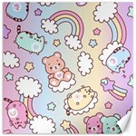 Usheen Carebears, Bears, Cat, Colorful, Cute, Pastel, Pattern Canvas 12  x 12 