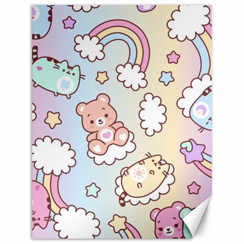 Usheen Carebears, Bears, Cat, Colorful, Cute, Pastel, Pattern Canvas 12  x 16  from ArtsNow.com 11.86 x15.41  Canvas - 1