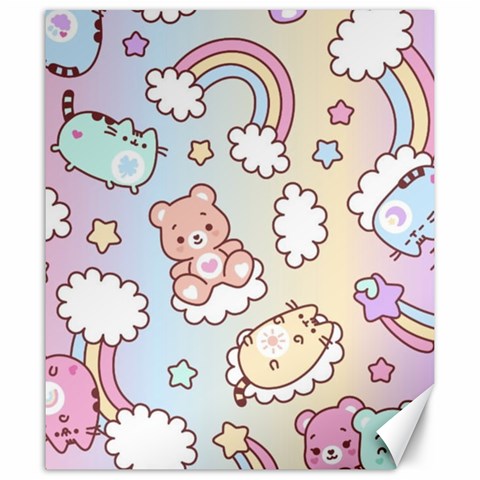 Usheen Carebears, Bears, Cat, Colorful, Cute, Pastel, Pattern Canvas 20  x 24  from ArtsNow.com 19.57 x23.15  Canvas - 1